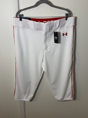 Under Armour White Baseball Pants Red Piping | NWT | Size XL
